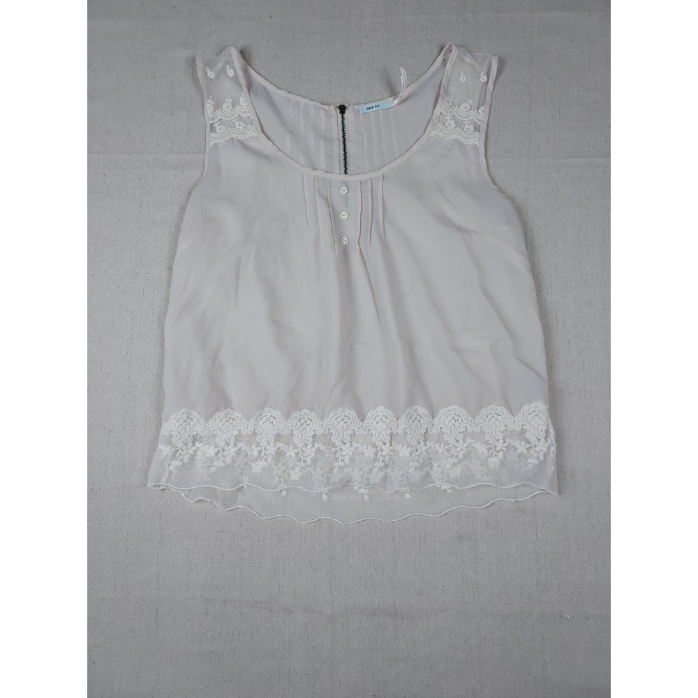 Kimchi Blue Womens Medium Lace Trim Tank Top Boho Cottagecore Cream IvorySoft